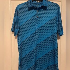 Performance Polo Men's Blue Patterned Golf Polo Shirt Uv Protected size small